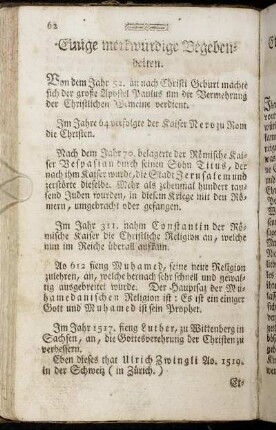 Einige merkwürdige Begebenheiten.