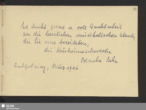 Bl. 79. Behr, Blanka