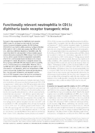 Functionally relevant neutrophilia in CD11c diphteria toxin receptor transgenic mice