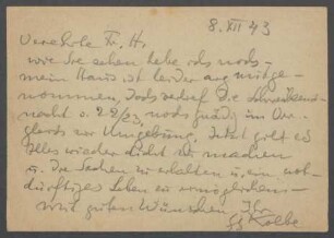 Brief von Georg Kolbe an Grete Heimholt
