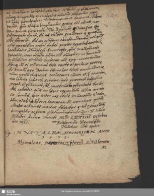 Nr. 69. In natalem Heinrici N