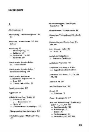 301-323, Sachregister
