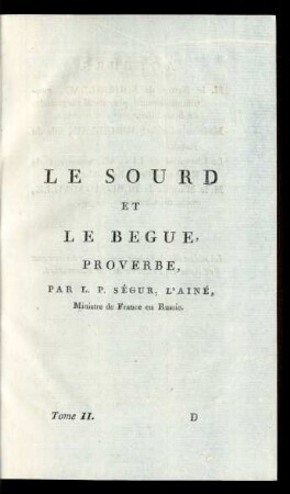Le Sourd Et Le Begue : Proverbe