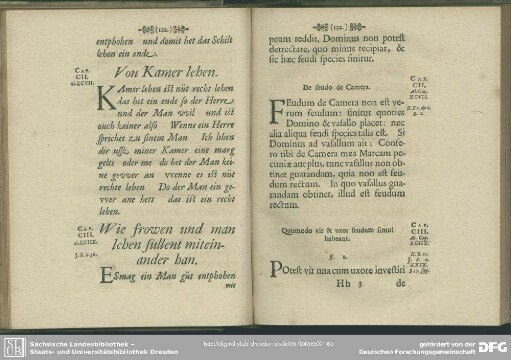 Cap. CII. Von Kamer lehen