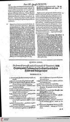 Pars Tertia, Queastio 136 - 139 De Forma et Processu judicii Criminalis et Bannitorii