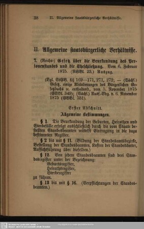II. Allgemeine staatsbürgerliche Verhältnisse