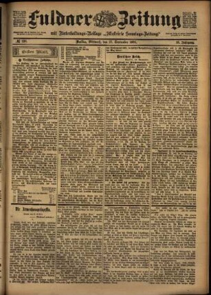 Erste Ausgabe vom Mittwoch, den 25. September 1901.