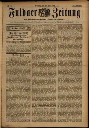 Erste Ausgabe vom Samstag, den 26. Juni 1897.
