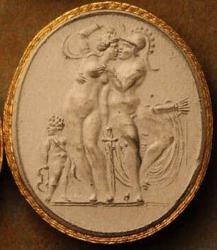Venus und Mars küssend, daneben Cupido (Daktyliothek, Das Alterthum nach Lippert und Visconti)