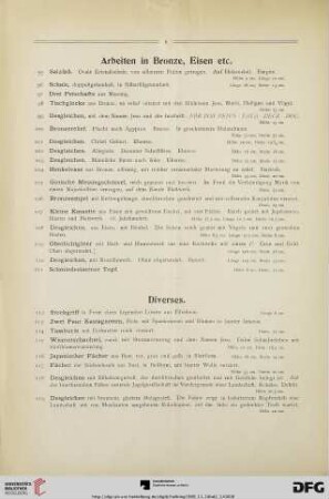 Arbeiten in Bronze, Eisen etc. (Nr. 95-111)
