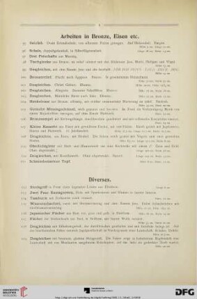 Arbeiten in Bronze, Eisen etc. (Nr. 95-111)