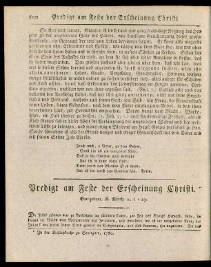 Predigt am Feste der Erscheinung Christi