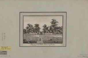 Ansicht des Eingangs zum Großen Garten bei Dresden, Kupferstich, um 1750 : Eingang in den Großen Garten bey Dresden. - [Dresden] , [um 1750] 1750. - 1 Kunstbl. : Kupferst. ; 17 x 12 cm