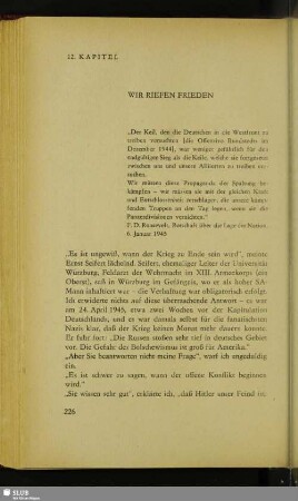 12. Kapitel: Wir Riefen Frieden