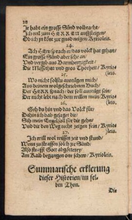 Summarische erklerung dieser Historien ...