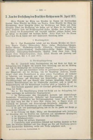 3. Aus der Verfassung des Deutschen Reiches vom 16. April 1871.