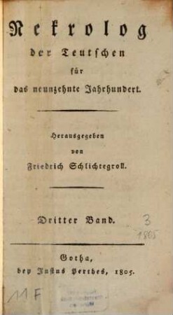 Nekrolog der Teutschen für das neunzehnte Jahrhundert. 3. 1805