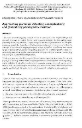 Approaching grammar: Detecting, conceptualizing and generalizing paradigmatic variation