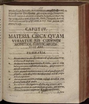 Caput IV. de Materia Circa Quam Versatur Ius Cudendi Monetam ...