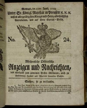 No. 24. Montags, den 11ten Junii, 1759.