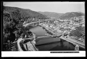 Blick auf Tetschen an der Elbe mit Kettenbrücke