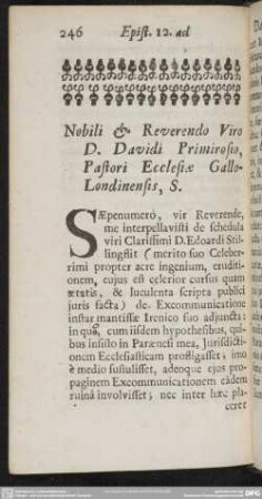 [Epist. 12. ad Davidem Primirosium]