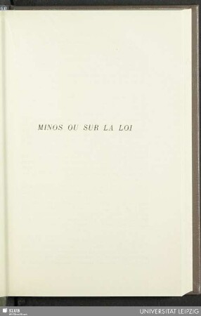 Minos Ou Sur La Loi