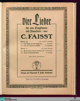 1 : Opus 16: Nr. 1, Herr Walter von der Vogelweide. Nr. 2, Lied eines fahrenden Gesellen