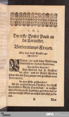 Die erste Epistel Pauli an die Corinther.