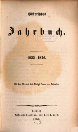 Historisches Jahrbuch. 1855/56 (1856)
