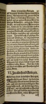 VI. In allerhand Anliegen.