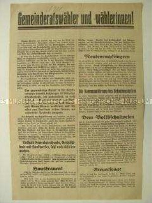 Sonderdruck zur Gemeinderatswahl 1921 in Neugersdorf