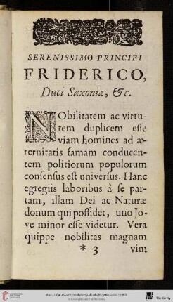 Serenissimo principi friderico, duci saxonia, &c.