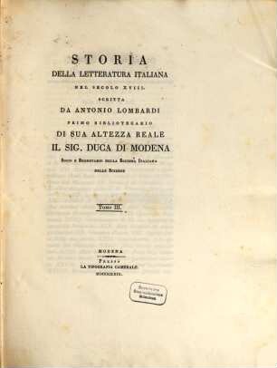 Storia della letteratura Italiana nel secolo XVIII. 3