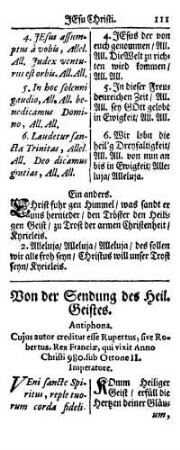 Von der Sendung des Heil. Geistes.