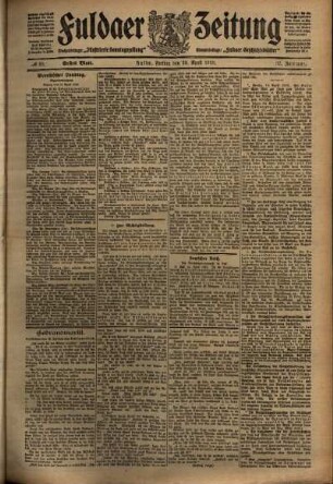 Erste Ausgabe vom Freitag, den 15. April 1910.