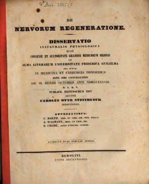 De nervorum regeneratione : Diss. inaug. physiologica