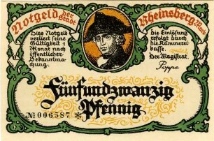 Rheinsberg, Stadt: 25 Pfennig 1922