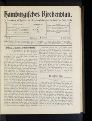 Nr. 5. Hamburg, 1. Mai 1904. 1. Jahrgang.