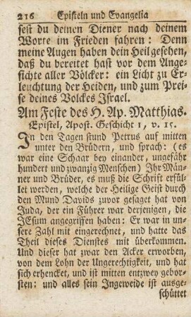 Am Feste des H. Ap. Matthias.