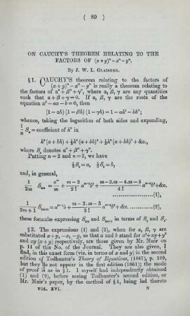 On Cauchy's theorem relating to the factors of ... .