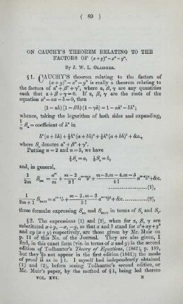 On Cauchy's theorem relating to the factors of ... .