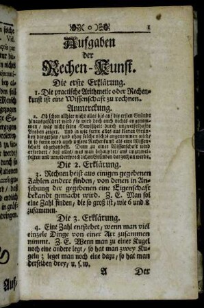 Aufgaben der Rechen-Kunst.
