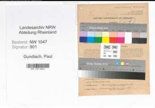 Entnazifizierung Paul Gundlach , geb. 14.01.1898 (Geschaeftsfuehrer)