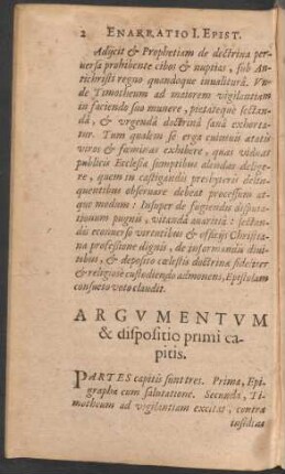 Caput Argumentum & dispositio primi capitis.