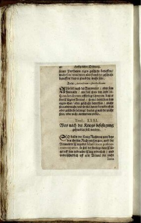 Titul. XXXI. Was nach der Kriegs befestigung gehandlet soll werden