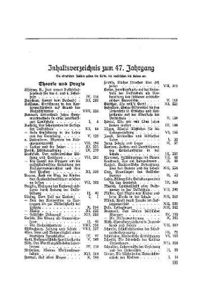 Inhaltsverzeichnis zum 47. Jahrgang