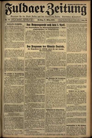 Ausgabe vom Freitag, den 31. März 1933.