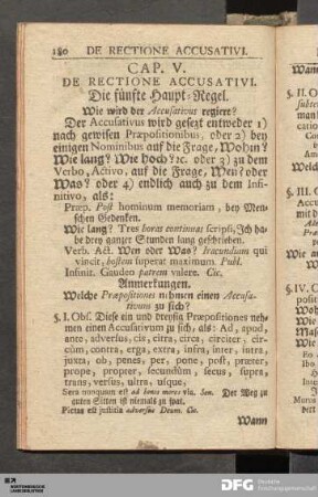 Cap. V. De Rectione Accusativi. Die fünfte Haupt-Regel