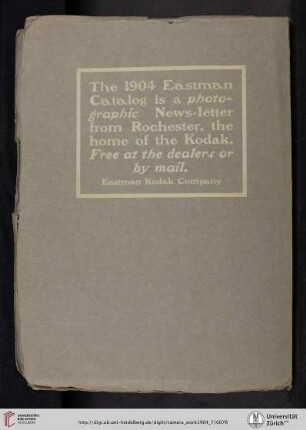 Eastman Kodak Company [The 1904 Eastman Catalog, back cover verso]